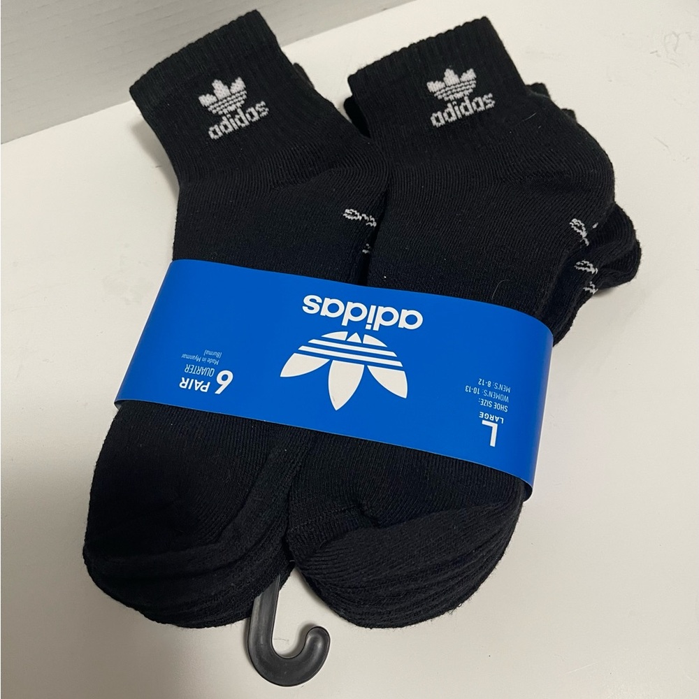 Adidas Men's Black Socks - 6 Pack